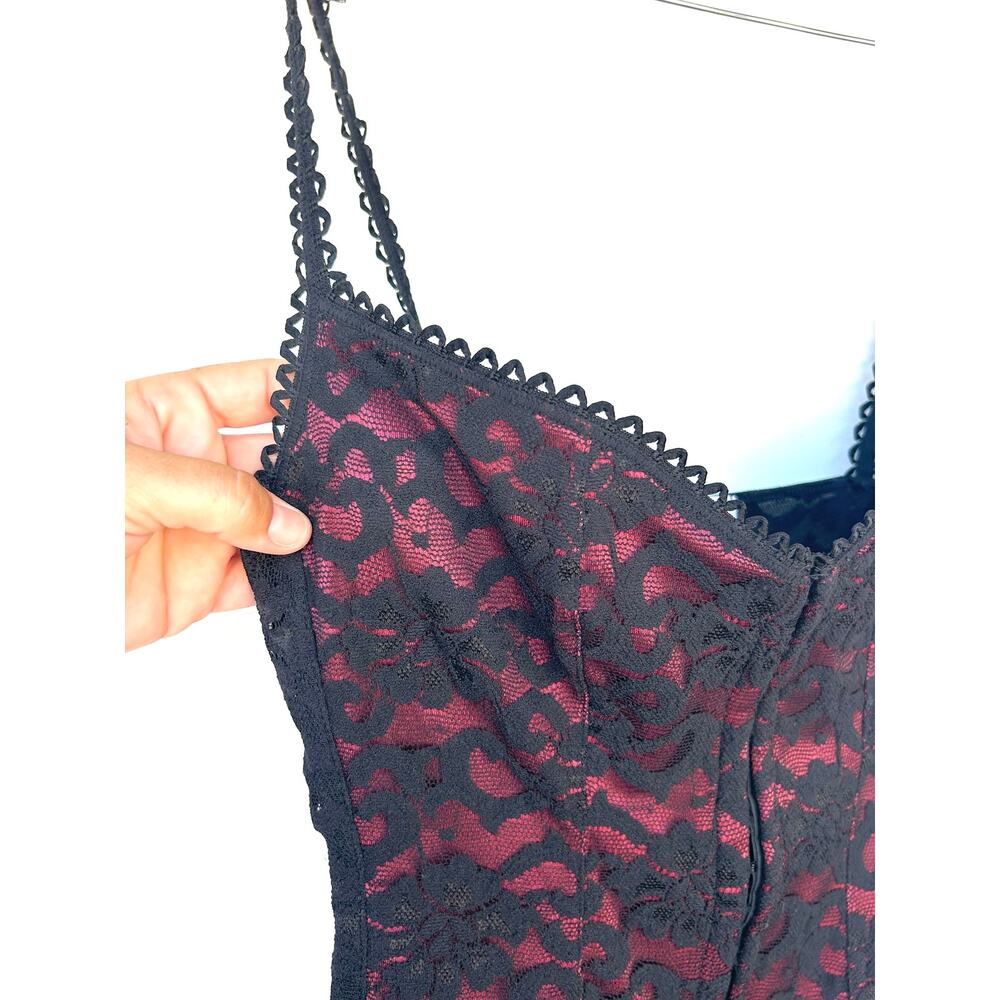 Vintage Y2K Cache Set Bustier Corset Top Black Lace Skirt Whimsygoth Small Large - Picture 11 of 15